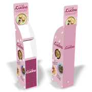 Espositore da terra multitasca in polipropilene per cataloghi, brochure e riviste aziendali