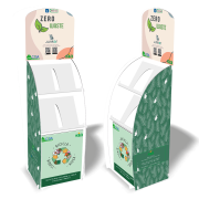 Espositore da terra multitasca in polipropilene per cataloghi, brochure e riviste aziendali